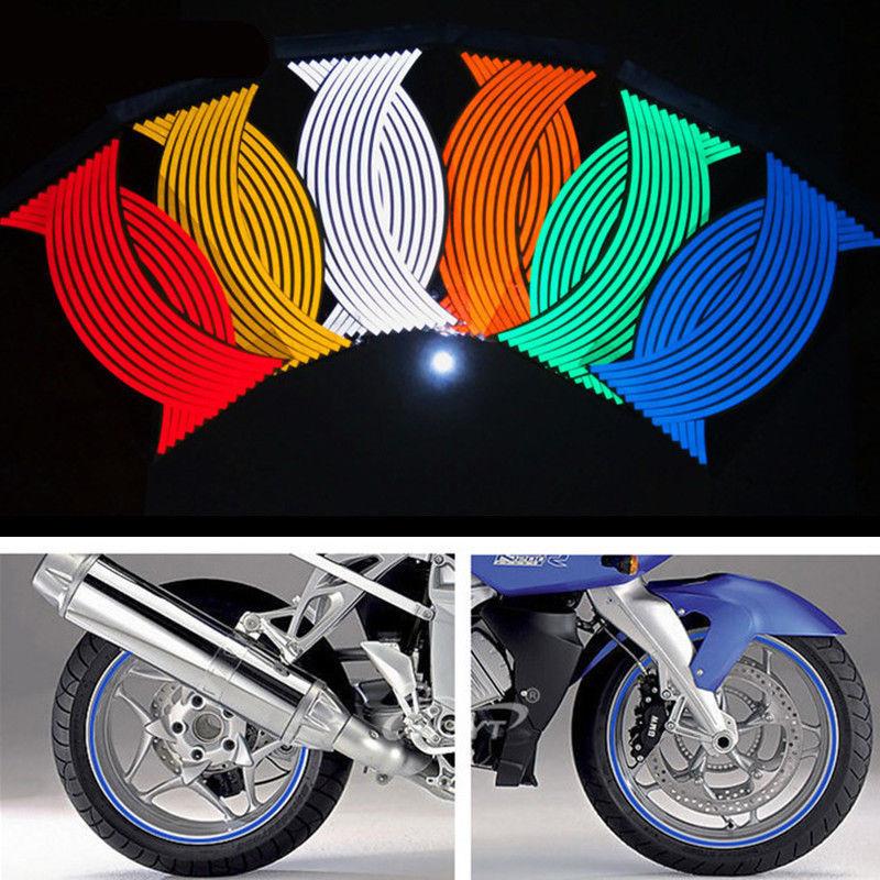 16pcs Motorcycle Wheel Stickers Reflective Strips 17" 18" Reflective Tape Sticker Waterproof Rim  Tape Scooter Bike Tire Decals