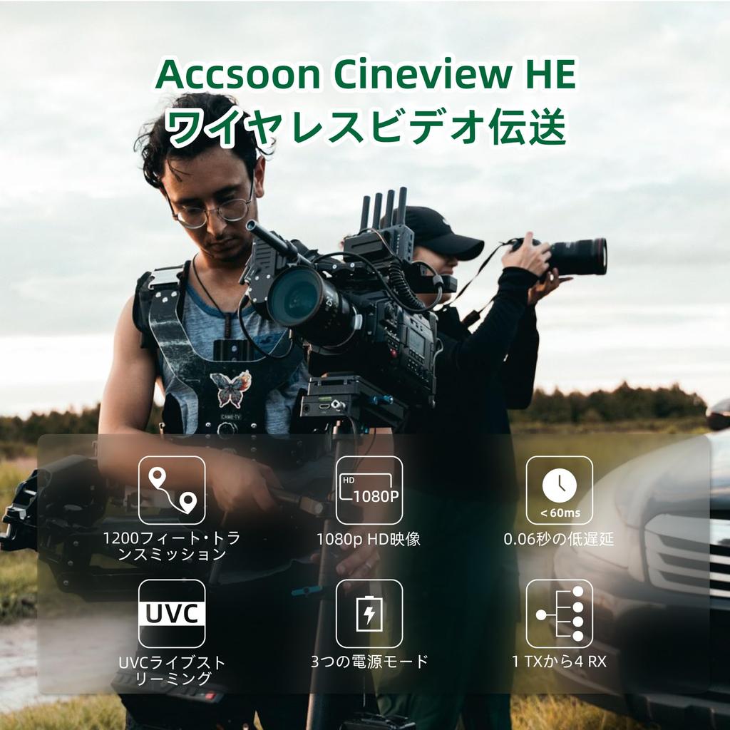 Official Accsoon CineView HE HDMI Video Transmission System Transmitter Receiver Dual Band UVC Live Streaming 1080p 60fps 350m Transmission Compatible