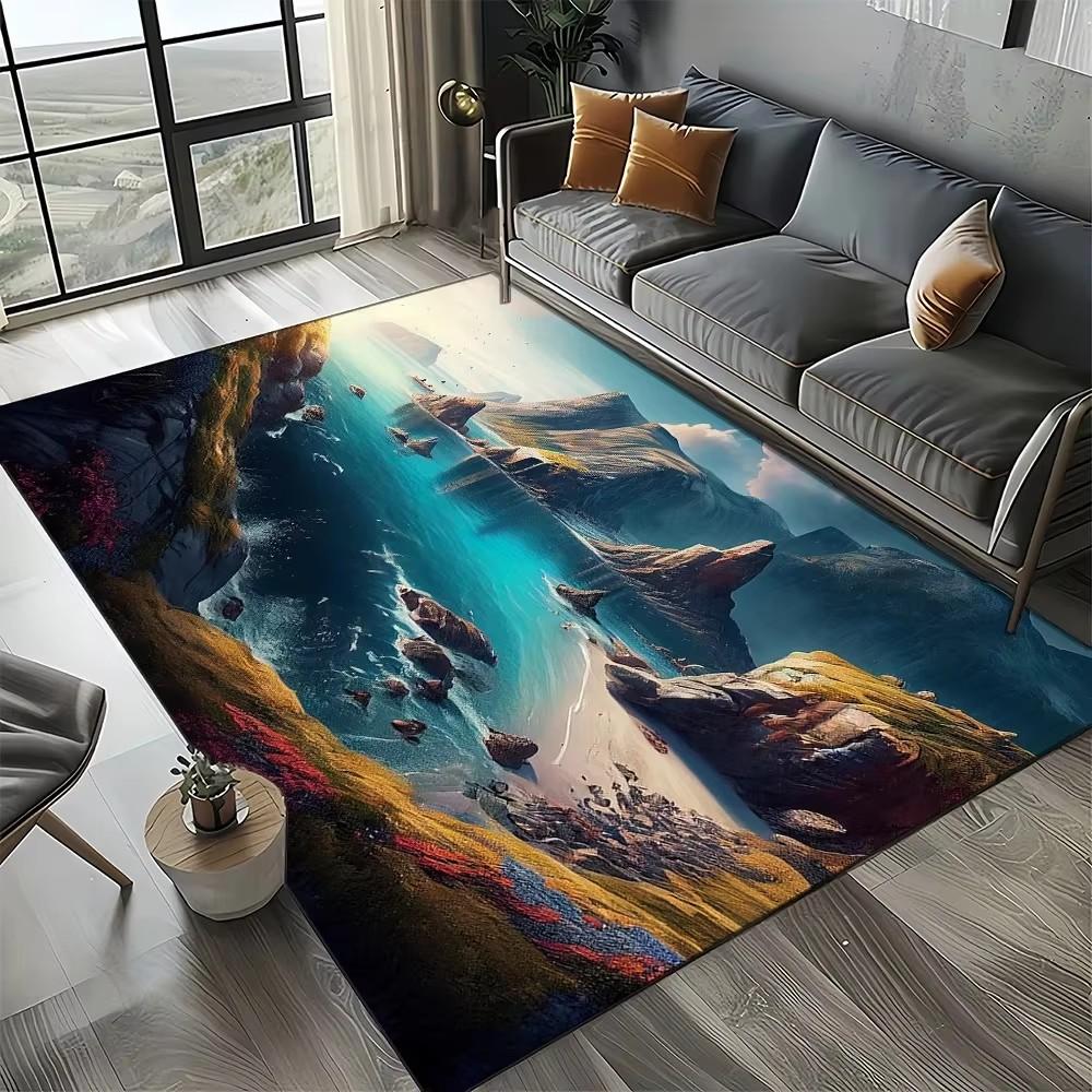 Coastal Beach Sea Style Mat Carpets for Living Room Children's Bedroom Living Room Anti Slip Crawling Rug Living Room Decoration