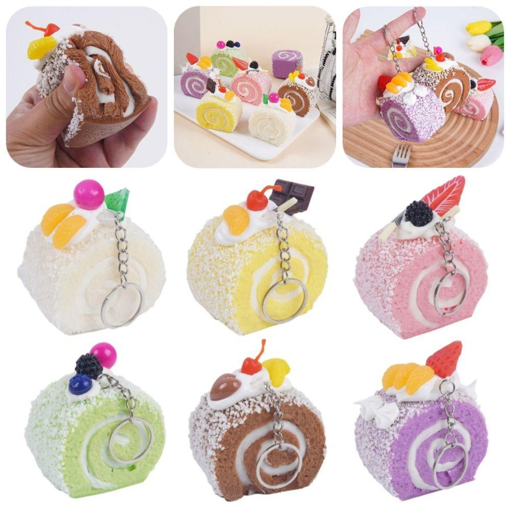 Anxiety Relief Fruit Cake Roll Squeezed Toy Super Soft Slow Rebound Fidget Toy for Kids Adults