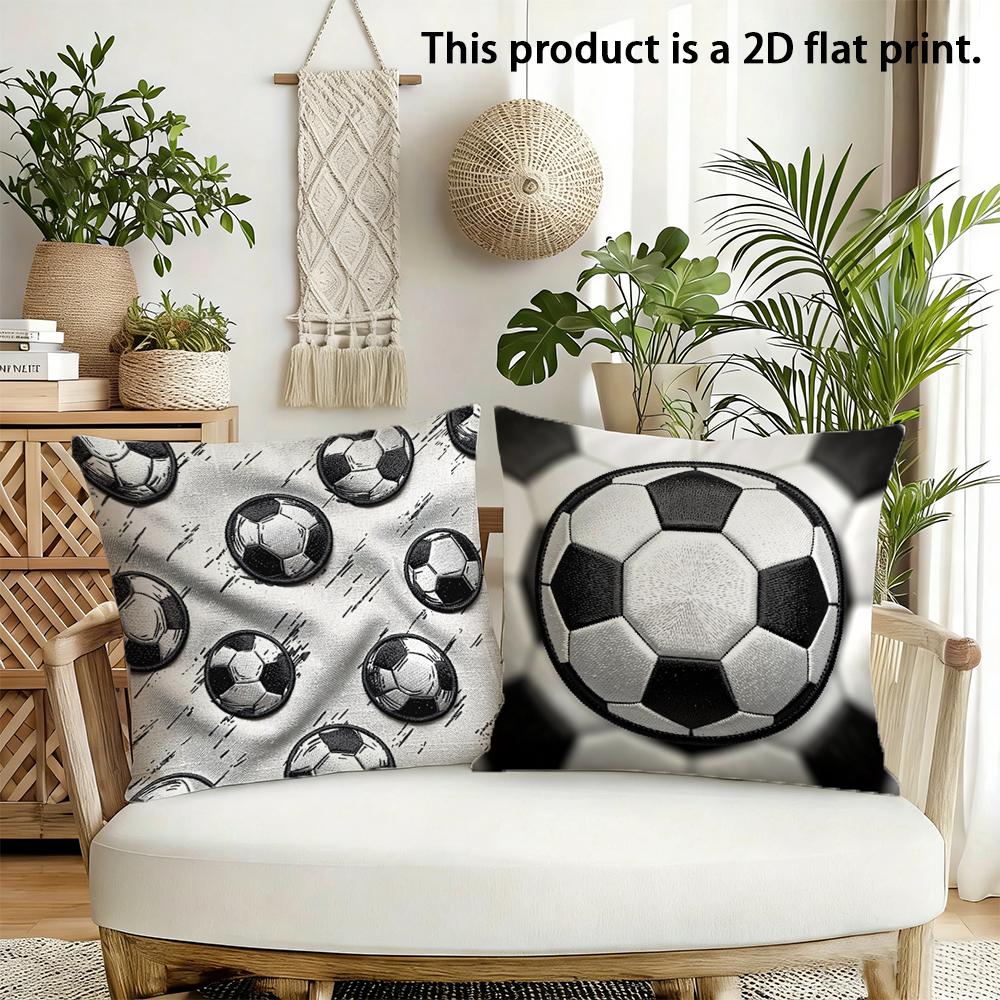 1pc Soccer Themed Throw Pillow Covers 2D Flat Printed Football Decorative Cushion Cases For Sports Fans Home Bedroom Decor