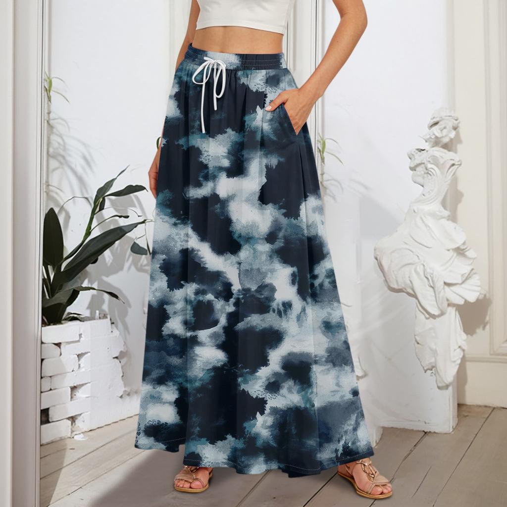 Gonne Maxi A Line da Donna Fluide Svasate con Orlo a Balze Vita Elastica Eleganti a Strati Boho Lunghe