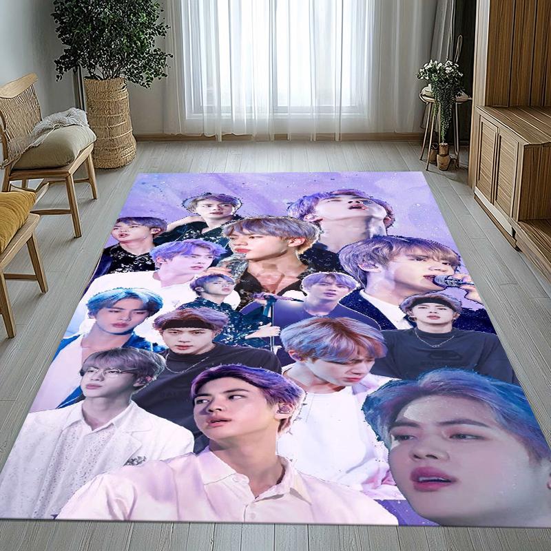 Kim Seok Jin Kpop B-BTS Living Room Non-Slip Area Rug Soft Carpet for Bedroom Kids Playroom Sofa,Home Decor Doormat Gift