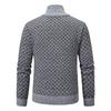 Men's Stand-Up Collar Knitted Cardigan - Thick Ribbed Velvet Sweater for Autumn/Winter (Middle-Aged & Elderly)