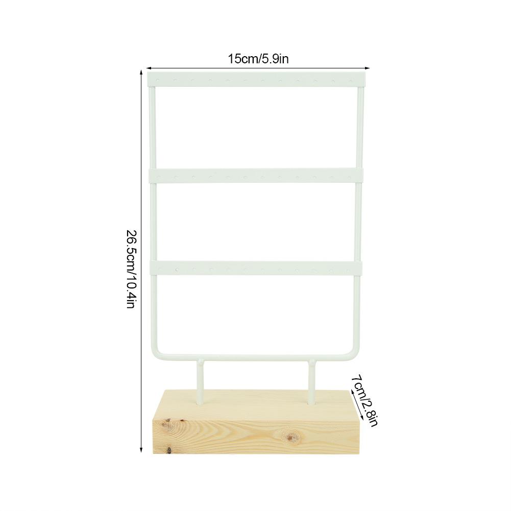 36 Holes Metal Jewelry Storage Rack Display Stand Earrings Necklace   with Wood Base