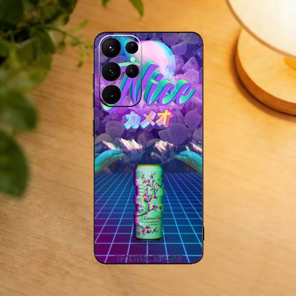 Vaporwave Arizona Iced Tea Aesthetic Phone Case For Samsung S25,24,23,22,30,21,10,9,Ultra,Plus,Lite Soft Black Case Samsung S305G