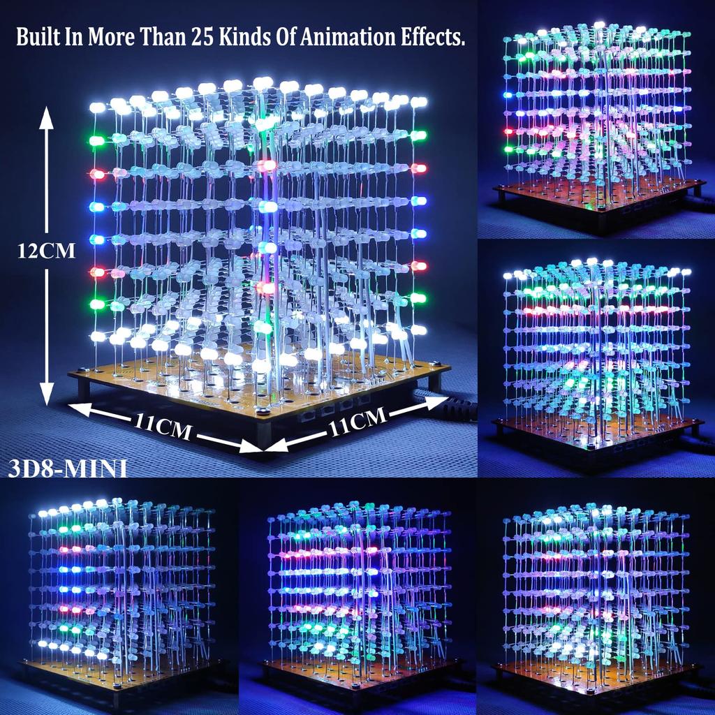 iCubeSmart 3D8MINI Led DIY Electronic Led Cube Soldering Practice Led Kit Practice Electric Kit Craft Electronic Work Kit Cube, Kit, Kit, Kit,