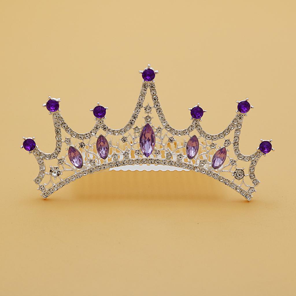 Children's High End Crown Tiara Princess Rhinestone Crown Comb Little Girl Golden Hair Comb Korean High End Hairpin