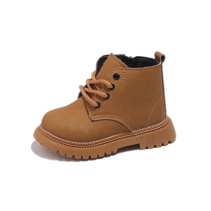 Autumn Children's Leather Boots, Simple and Versatile Single Boots, Boys' Leather Short Boots, Soft-soled Baby Yellow Boots, Boys' and Girls' Shoes