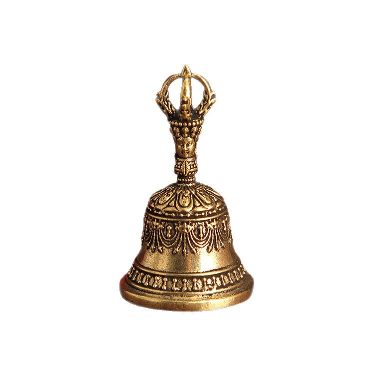 Tibetan Brass Vajra Bell: Antique Demon Subduer Pendant