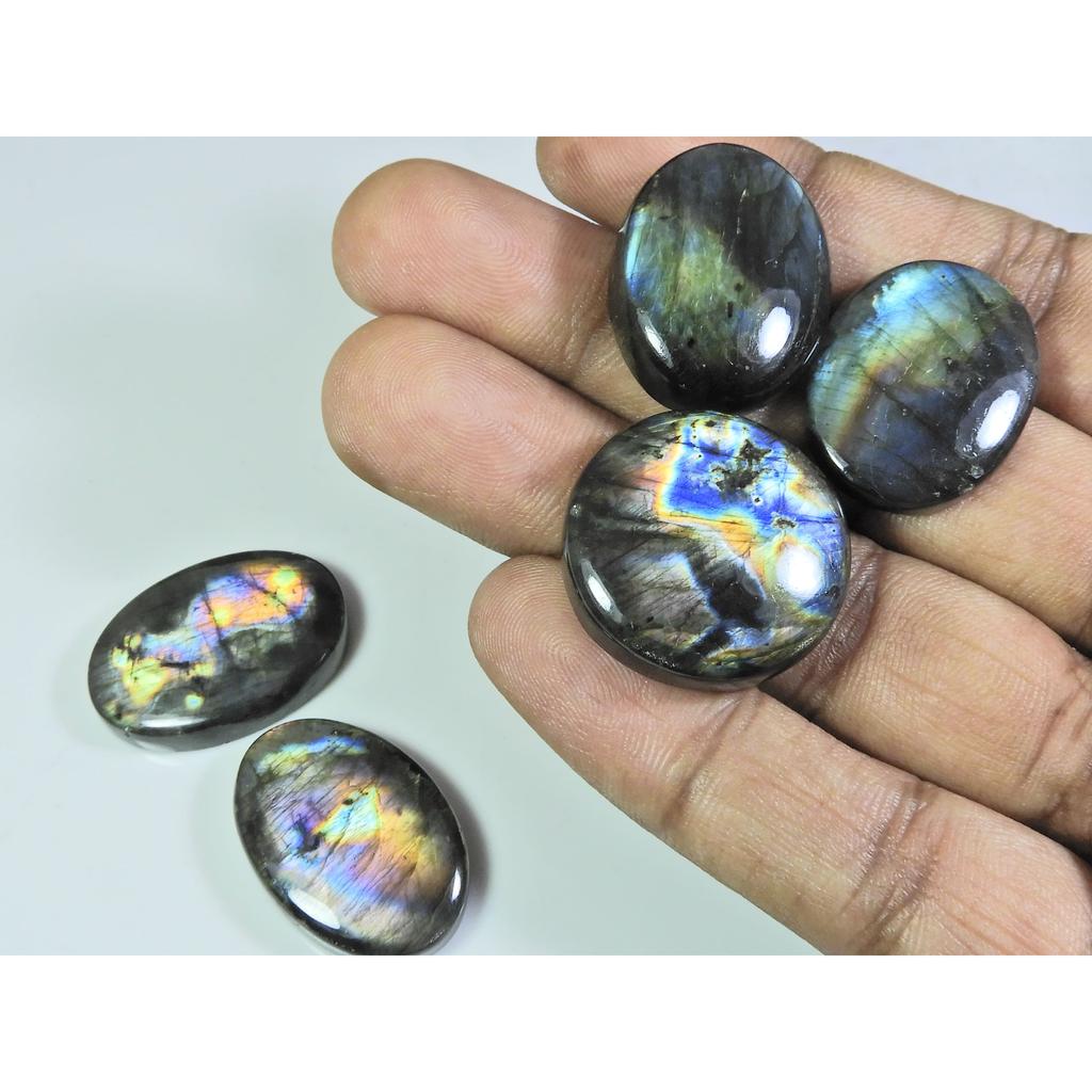 157Cts. Natural Pink Spectrolite Labradorite Mix Cabochon Gemstone 5Pcs Lot A-792