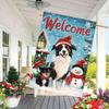 1pc Festive Welcome Christmas Garden Flag Double-Sided, Durable Polyester with Snowflake, Snowman & Border Collie Design for Outdoor Yard & Lawn Deco