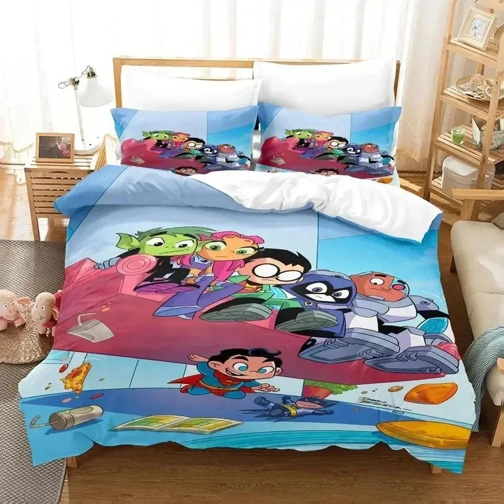 Stampa 3D Cartone Animato Titani Teen Go Set Biancheria da Letto Copripiumino Set Letto Coperta Federa King Queen Size Ragazzi Adulti
