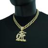 Mode Englischer Buchstabe Otf Voll Diamant Anhänger Kubanische Halskette Herren und Damen Hiphop Street Schmuck