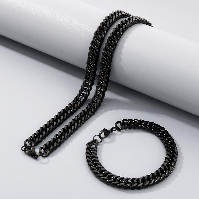 Jednoduchý hladký řetízek Dvojitě pletený Čtyřstranně broušený Náramek Hip-Hop Osobnost Více velikostí Bičíkový řetízek Titanová ocel Pánský náhrdelník