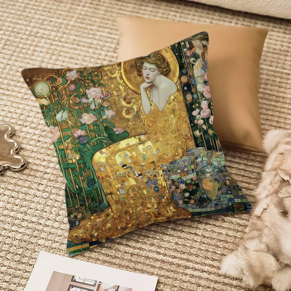 

Густав Клімт Масляний живопис Наволочка Антикліщова Невидима блискавка Диван Ліжко 16x16Inch