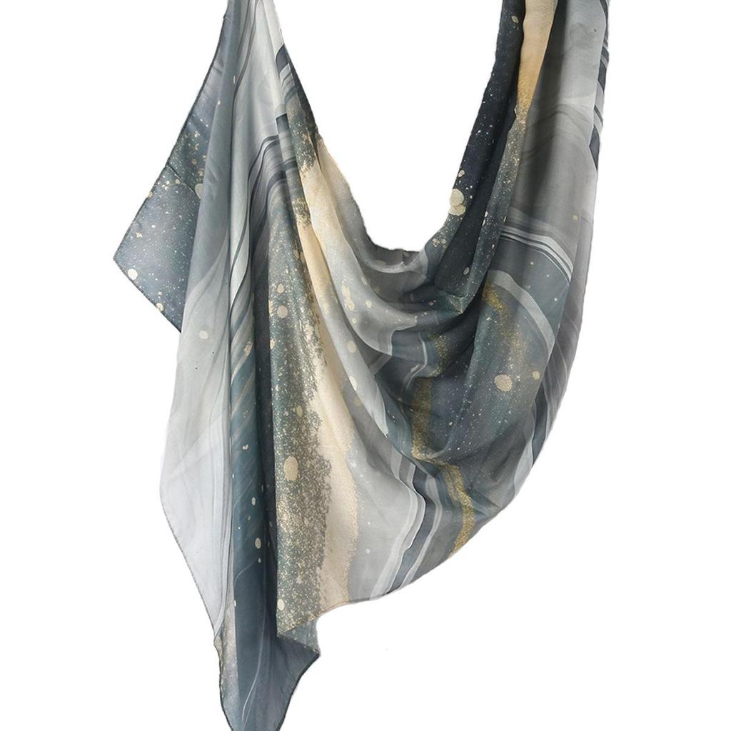 "Ethnic Watercolor Modal Cotton Shawl Satin Print Scarf for Women"