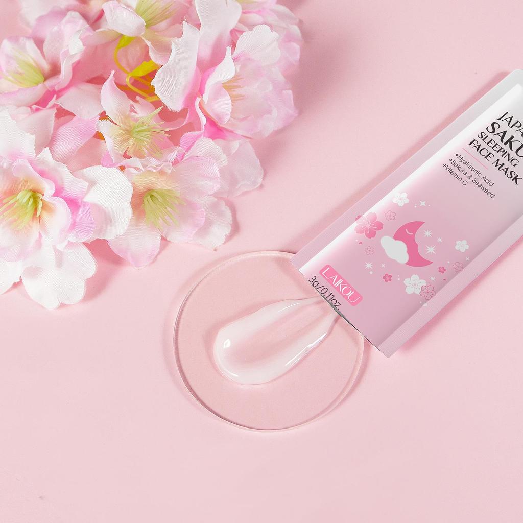 LAIKOU Sakura masque de sommeil acné soins de la peau hydratant apaisant masque Facial hydratant 3g x 15 pièces