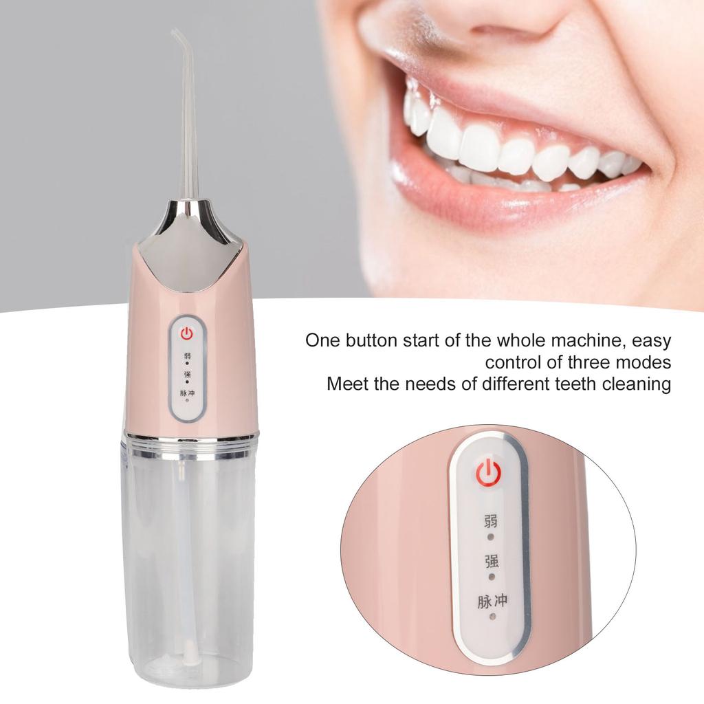 Portable Dental Oral Irrigator Food Residues Removal High Pressure Pulse Teeth Cleaner Pink
