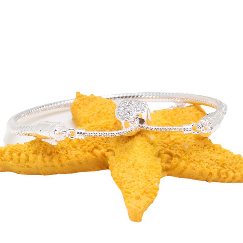 European-American Heart-Shaped Retractable Bracelet for Women - New Pandora Style Sliding Buckle, Perfect Christmas Gift