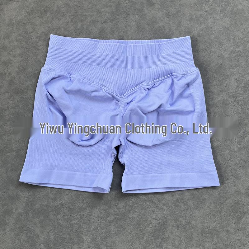 Pantalones Cortos de Yoga DF: 50 Colores, Cintura Original Fruncida de Tres Secciones, Levanta Glúteos, Tiro Bajo, Pantalones de Fitness sin Costuras de Tres Puntos