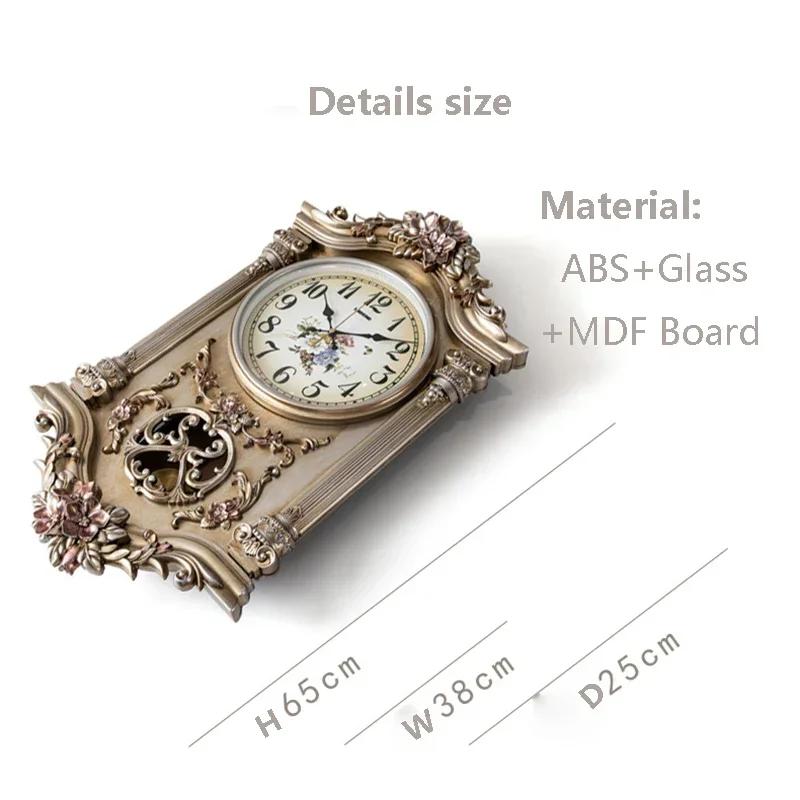 European Style Quartz Clock Wall Hanging Wall Clock Living Room Sofa Background Home Decoration Luxury Swing Wall Watches P7H1G6