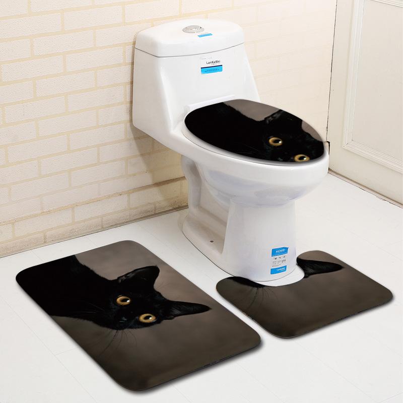 Toilet Three-Piece Floor Mat, Bathroom Three-Piece Carpet Doormat