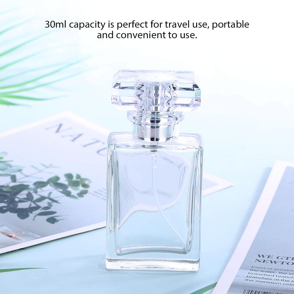 30ml Empty Glass Perfume Spray Bottle Portable Travel Size Reusable Odors Container Transparent