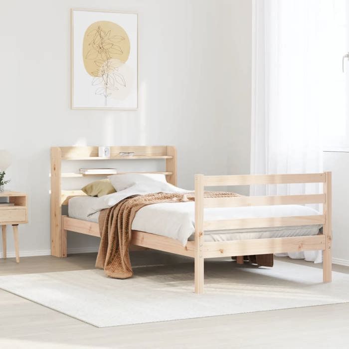 VidaXL Cadre de lit et tête de lit 100x200 cm bois de pin massif, lit, mobilier de chambre à coucher, lit en bois, lit 3306641