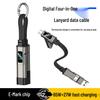 Cross-Border 4-in-1 Super Fast Charging Keychain Cable for Huawei & Apple with Zinc Alloy Logo
