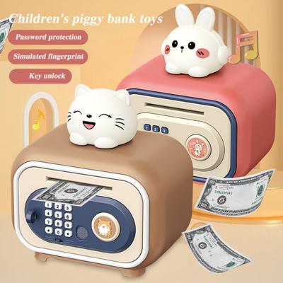 Hračka pro děti Prasátko Elektronická pokladnička na mince Úsporná schránka na otisky prstů Styl bankomatu Velkokapacitní zábavná kasička pro chlapce Dívky 6-12