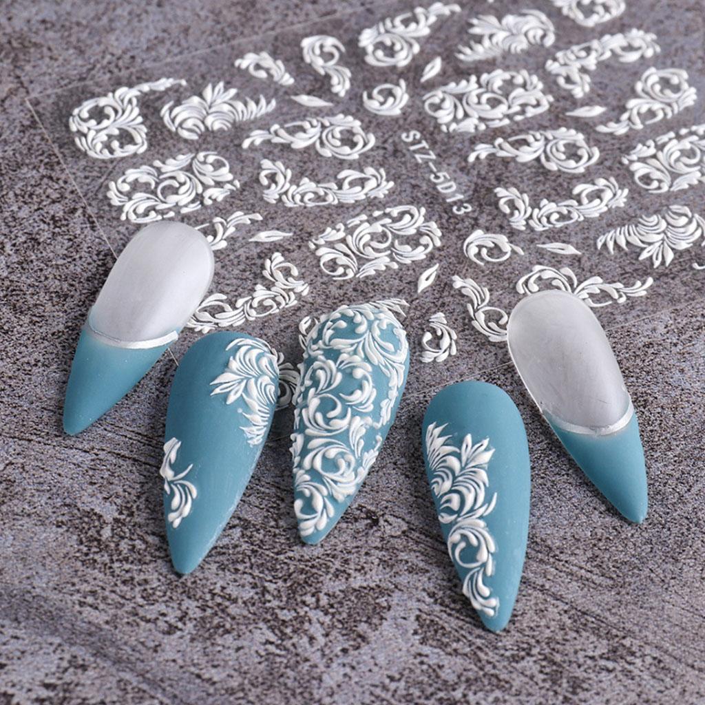 Self Adhesive Snowflake Pattern Nail Art Christmas Nail Stickers White Stickers For Nails Christmas Snowflake