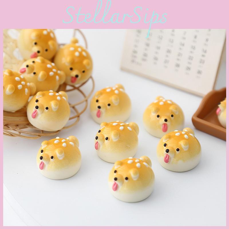 Cartoon Resin Hamburger Puppy Model Desktop Car Decorations Ornaments Gifts Toys