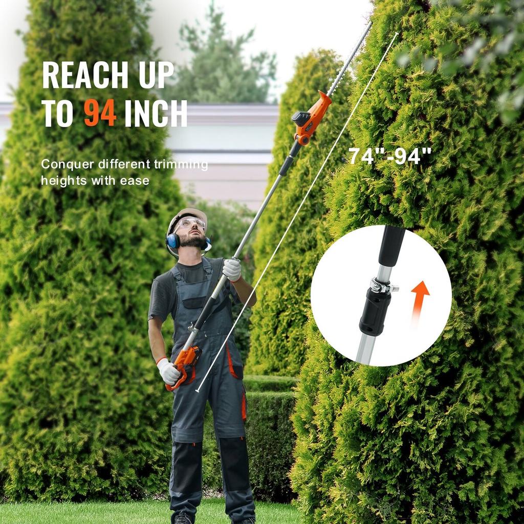 20V Cordless Hedge Trimmer Telescoping Pole Hedge Trimmer 18 Inch Blade
