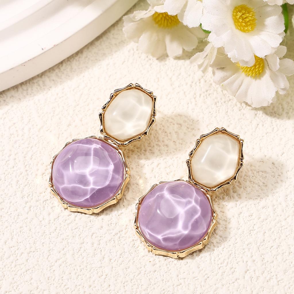 Asymmetric Water Pattern Oval Earrings, Creative Irregular Design, Personalized And Fashionable Earrings.