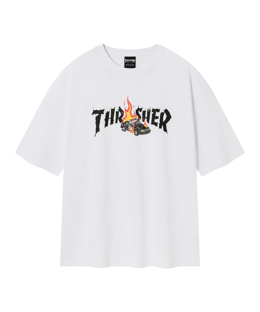 Treasure Burning Car Short Sleeve T-Shirt White