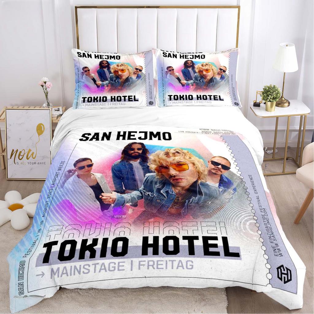 Tokio Hotel 3D Tisk Rocková Kapela Celoroční Povlak na Přikrývku Ložní soupravy Měkký Potah na Přikrývku a Povlaky na Polštáře Jednolůžko_Dvoulůžko_Queen_King