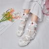 Cross Strap Girls High Heels Women Mary Jane Pumps Wedding Party Shoes Sweet Ruffles Bow Princess Cosplay Lolita Shoes 29-43