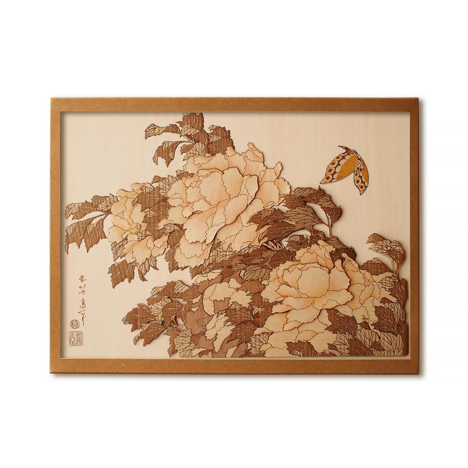 

KINOWA Peony and Butterfly Woodcut Original Handmade Kit Ukiyo-e Hokusai Flower and Bird Painting Collection Made in Japan