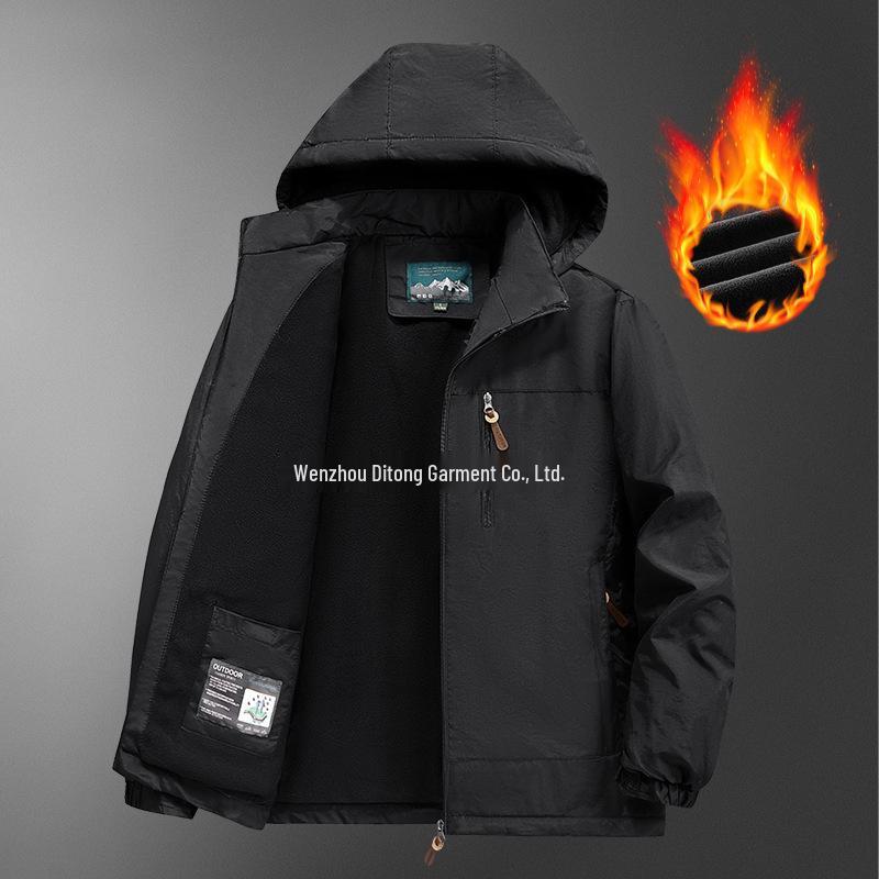 Herren Herbst- und Winter-Winddichte Wasserdichte Bergsteigerjacke - Hohe Dichte, Verdickt, Mit Samt, Outdoor Lässig.
