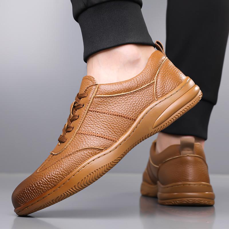 Fashion Men Business Office Luxury Brand Genuine Leather Casual Oxford Shoes Comfort Thick Soled Outdoor Non-slip Jogging Sneakers Shoes