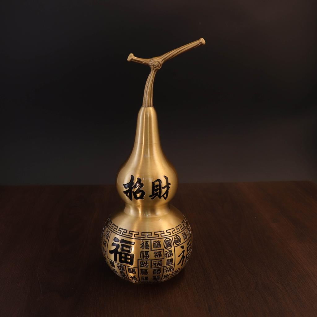 Brass Hundred Blessings Gourd, Fortune-Attracting Gourd, Kylin Gourd Craft Ornament For Office Desk & Entrance