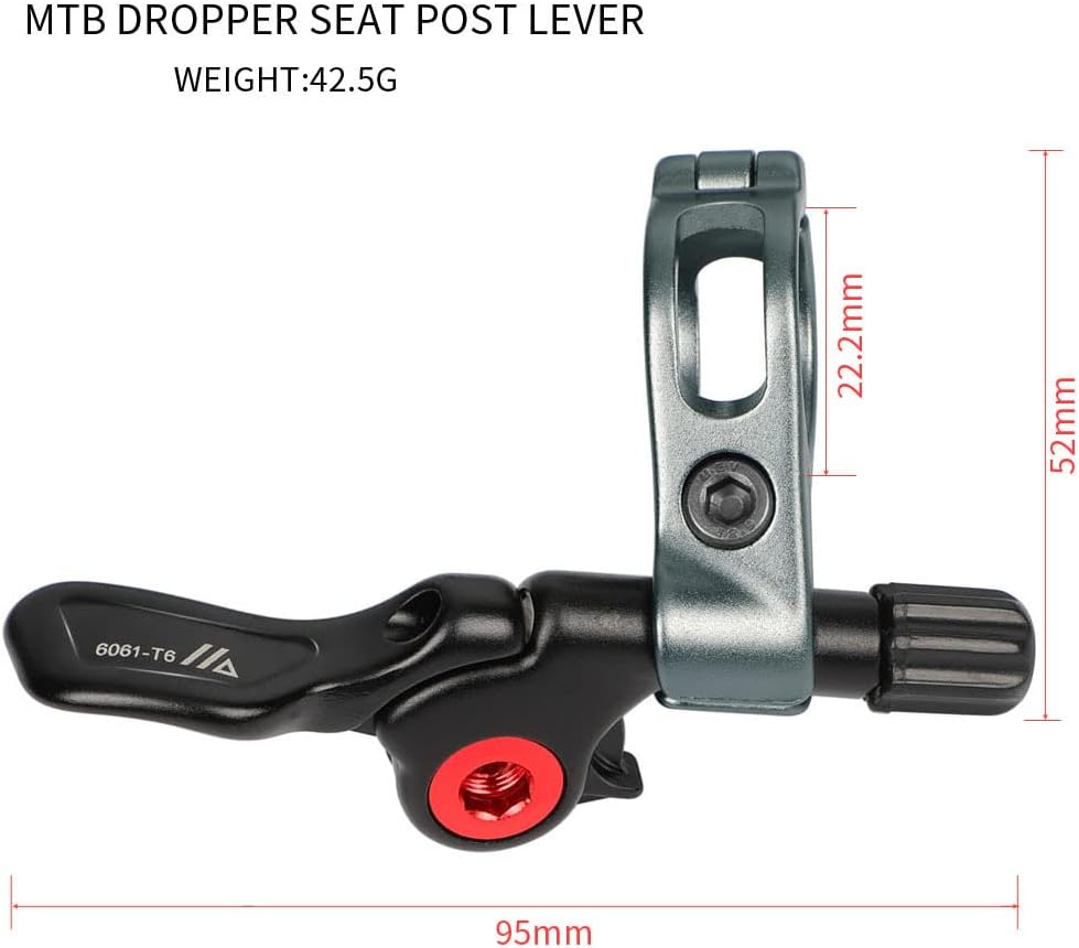 BBxunsless MTB-Sattelstützen-Dropper-Fernhebel, verstellbarer Rennrad-Drop, mechanische Fernbedienung für 22,2-mm-Lenker, Schwarz