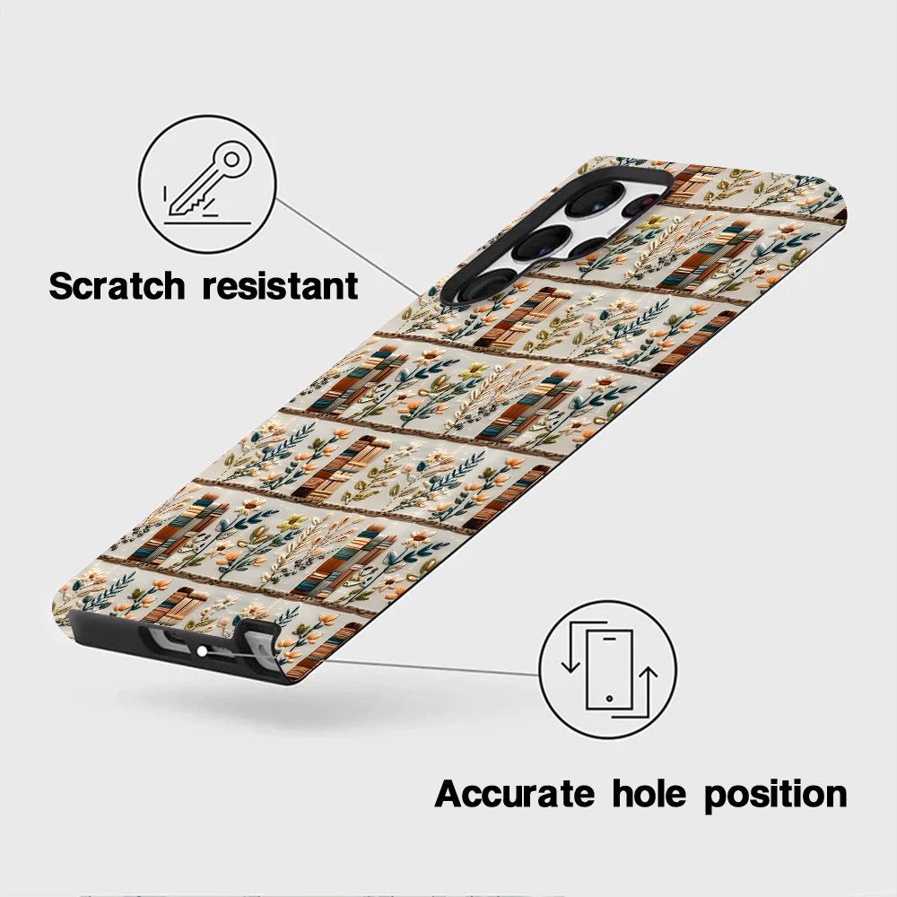 Imitation Embroidery Bookshelf Flower Samsung S25Plus Mobile Phone Case Filin Galaxy S24 Extreme Edition Anti-drop Case