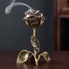 Handcrafted Metal Rose Burner Zinc Zinc Alloy Crafts Aromatherapy Burner Rose Statue Gifts  Office Decor