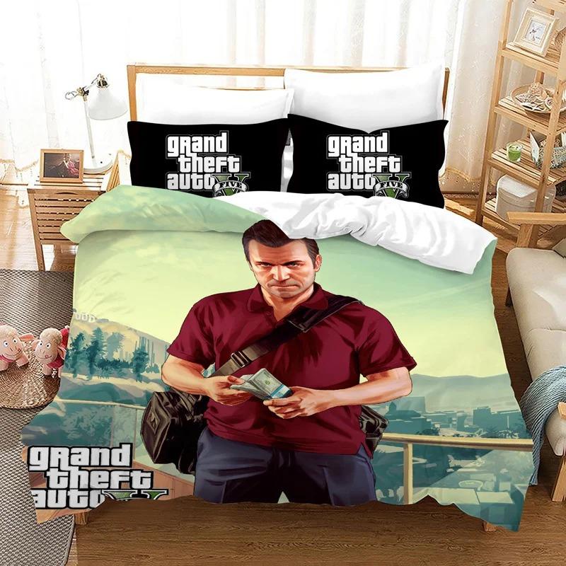 Exquisite Game GTA V printed Bedding Set Duvet Cover Set 2/3pcs For Boys girls Adult Bedroom Decoration Single Twin Full size