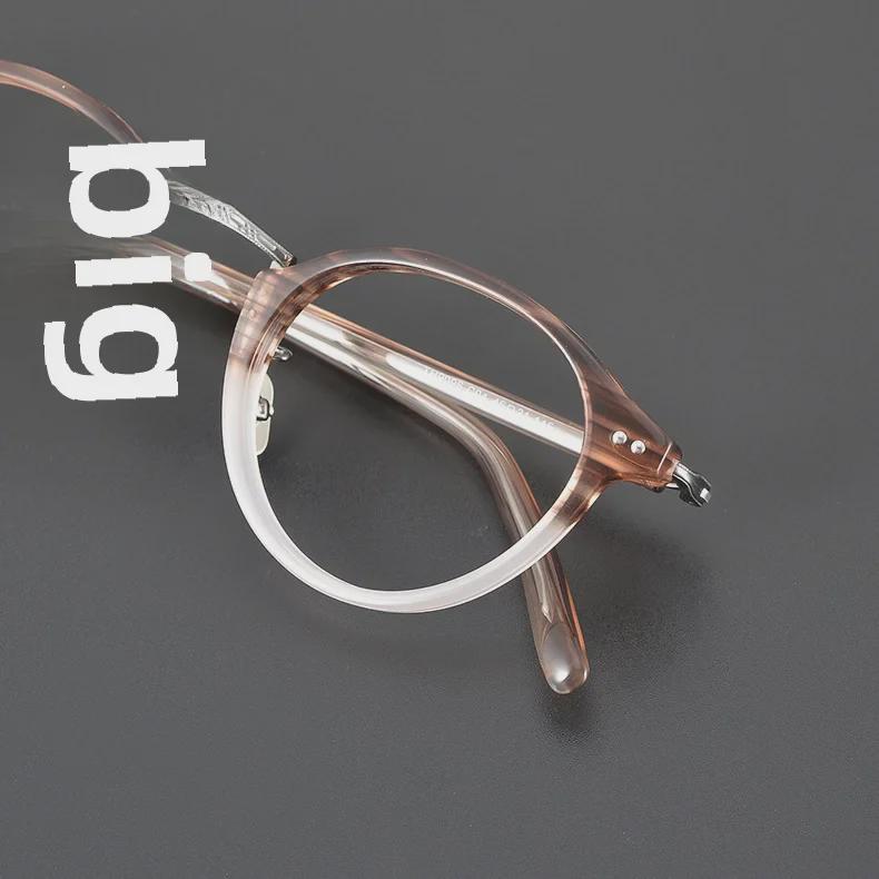 Luxurious Japanese Handmade Gold-Titanium Round Literary Style Glasses Frame for Trendy Men and Women.