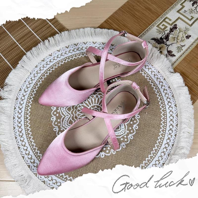 Modische Ballerinas für Damen 2025 Frühling und Herbst Neu Französische Spitzschuhe mit gekreuzten Riemchen Ballerinas Sandalen für Damen Übergröße Damenschuhe