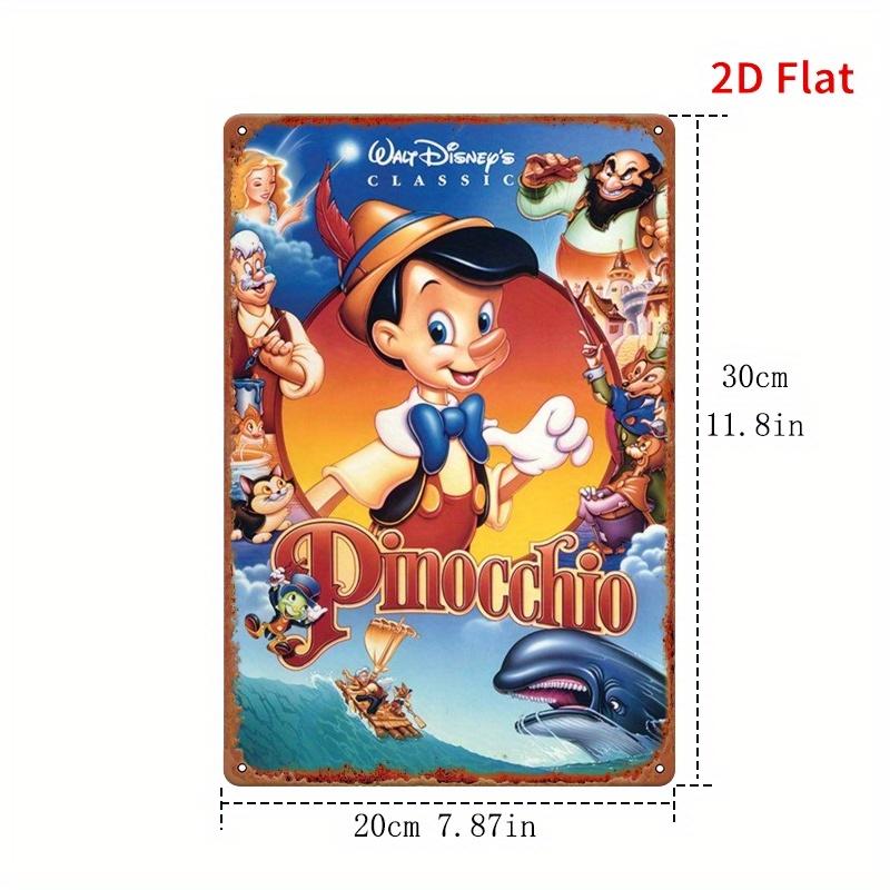 Einzelstück 20,32x30,48 cm Eisen Hängende Wand mit 2D-Effekt, Geeignet für Wohnkultur Mit Klassischem „Pinocchio“-Charakterdesign