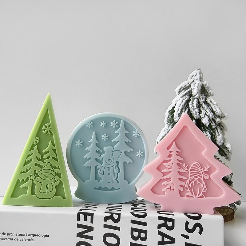 Christmas Tree Crystal Ball Silicone Mold Handmade Aroma Candle Resin Gypsum Mould DIY Christmas Decoration Molds